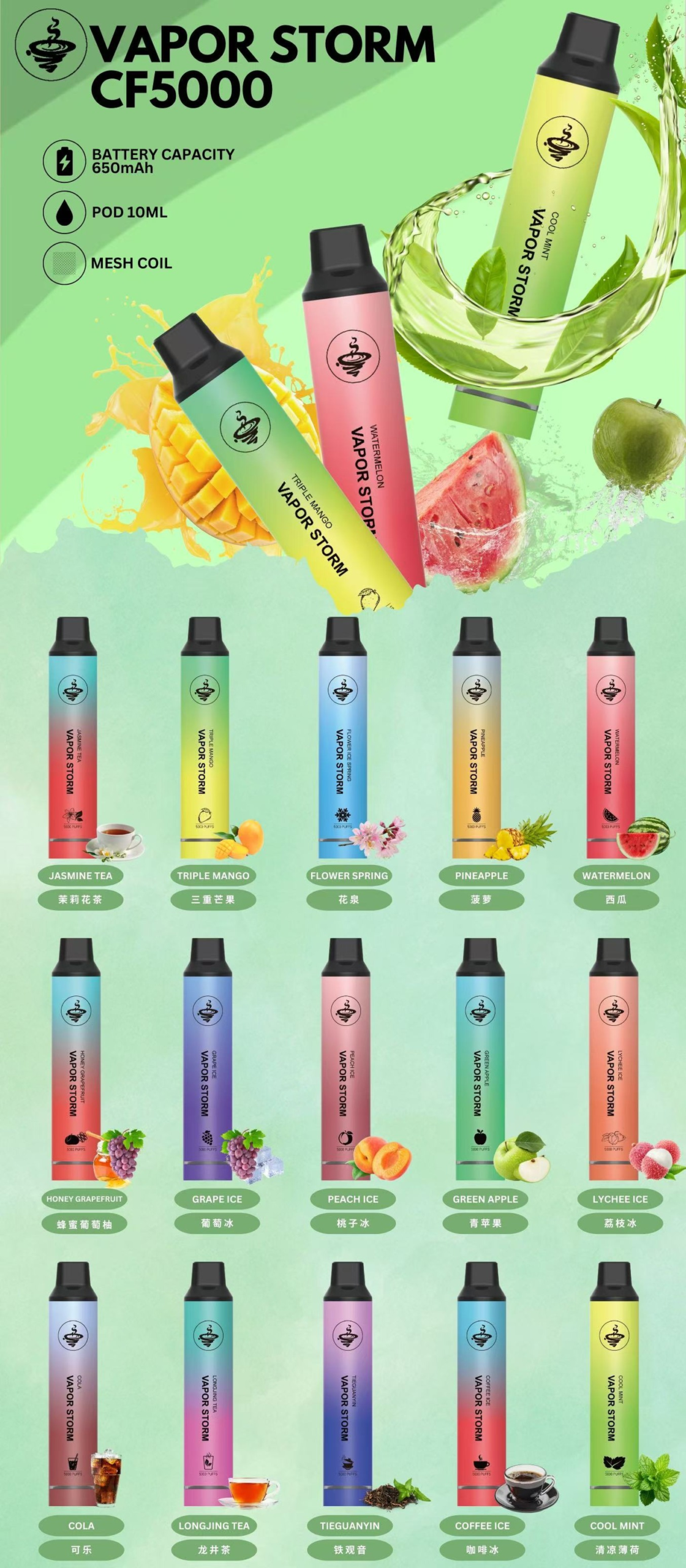 風暴 VAPOR STORM 5000口 Mesh網狀芯黑科技 650mAh 能量核心 電力強勁不衰減 10ml 澎湃載油 輕巧便攜 台灣現貨秒發:圖片 2
